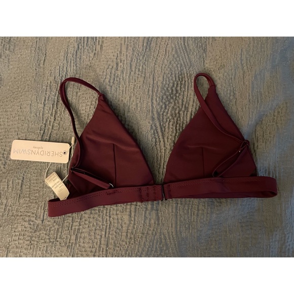 NWT SHERIDYN SWIM Burgundy Triangle Bikini (Sz S) - Picture 2 of 2